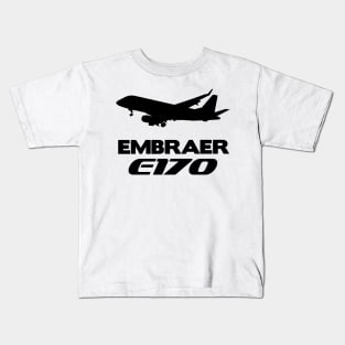 Embraer E170 Silhouette Print (Black) Kids T-Shirt